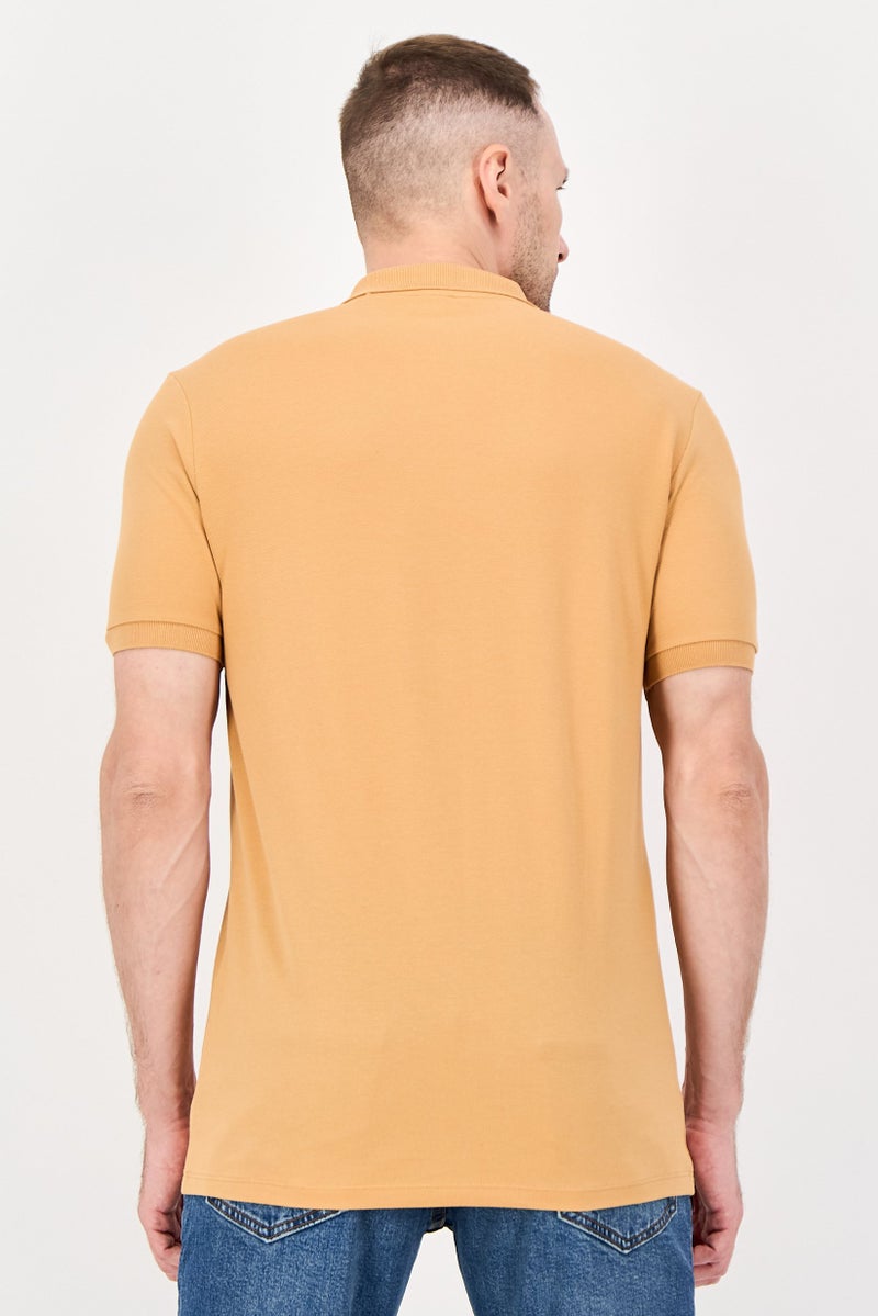 U.S. Polo Assn. Men Regular Fit Embroidered Logo Short Sleeve Polo Shirt, Orange - Image 3